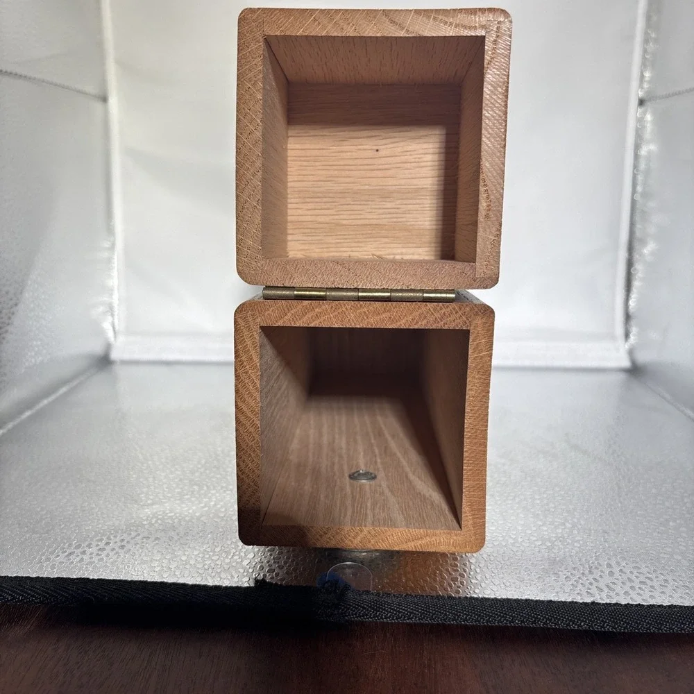 Vintage 1950s Oak Fireplace Matches Hinged Box With Brass Lion Door Knocker